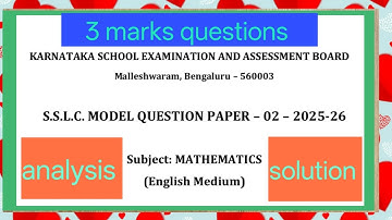 Karnataka board SSLC model question paper -2 2025-26 maths  analysis  3  marks questions. Eng mdm