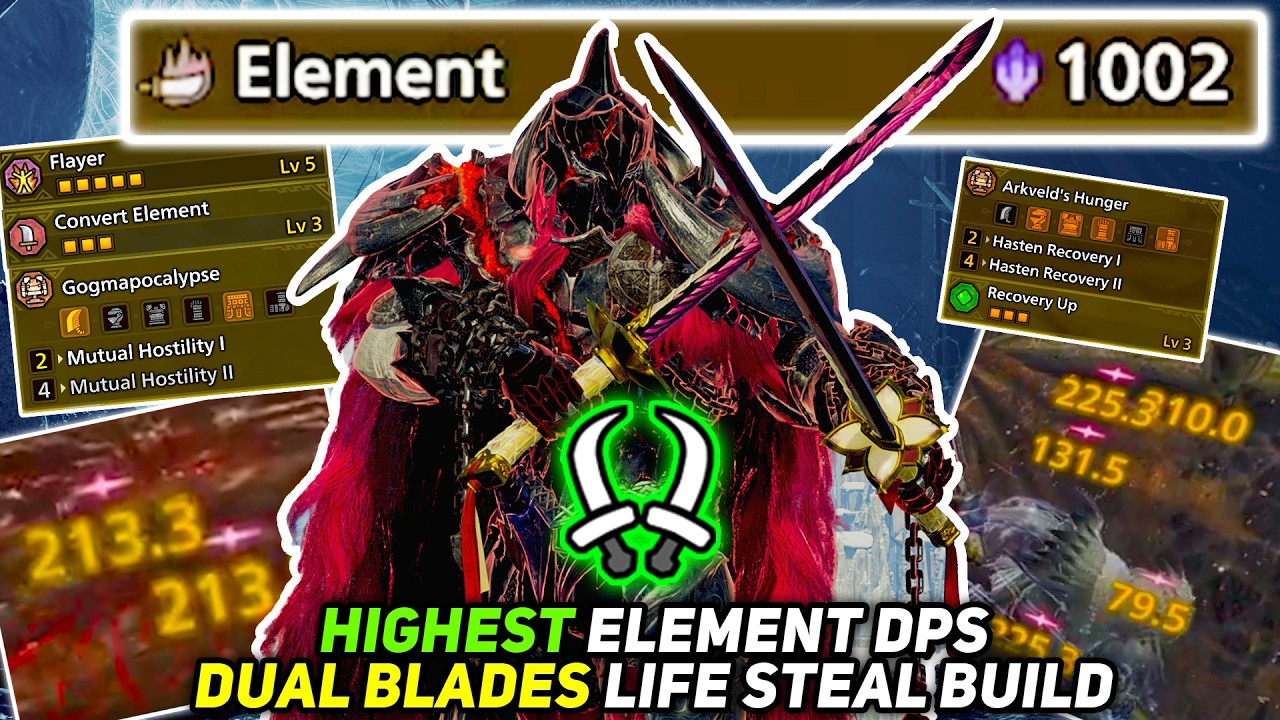 The Most BROKEN Dual Blades Build Element LIFE STEAL Monster Hunter Wilds TU4 Best Dual Blades Build