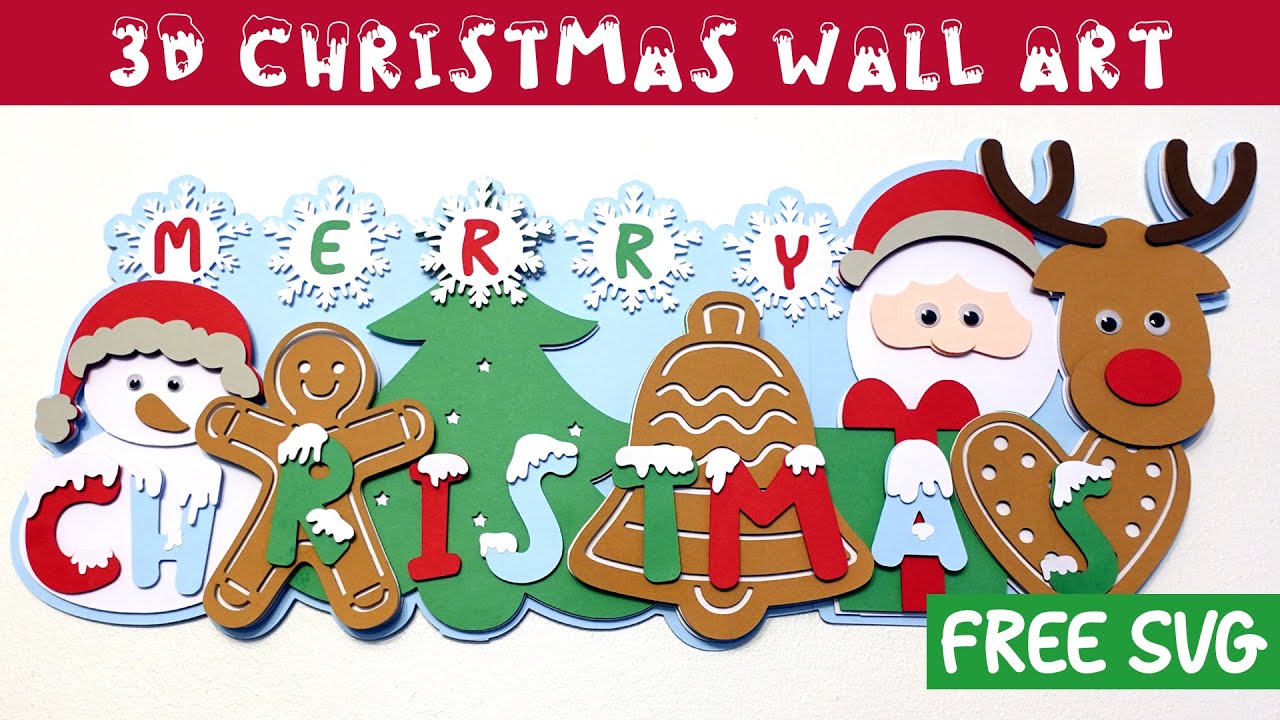 FREE SVG! Make 3D Layered Merry Christmas Wall Art with Cricut - YouTube