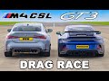 BMW M4 CSL v Porsche 911 GT3: DRAG RACE