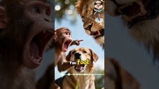 Clever Dog Tricks Hungry Lion and Foolish Monkey: Moral Story