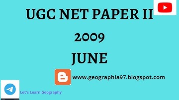 UGC NET JUNE PAPER II GEOGRAPHY//PYQS//MCQS