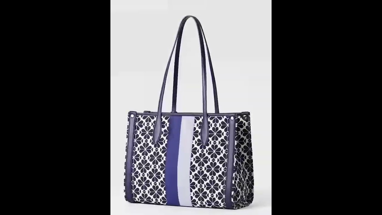 Kate Spade New York Women's Spade Flower Jacquard Market Medium Tote - Blue  Multi 