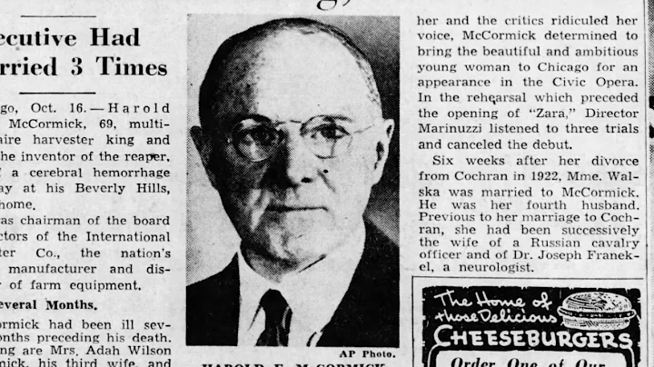 Harold Fowler McCormick Death in 1941