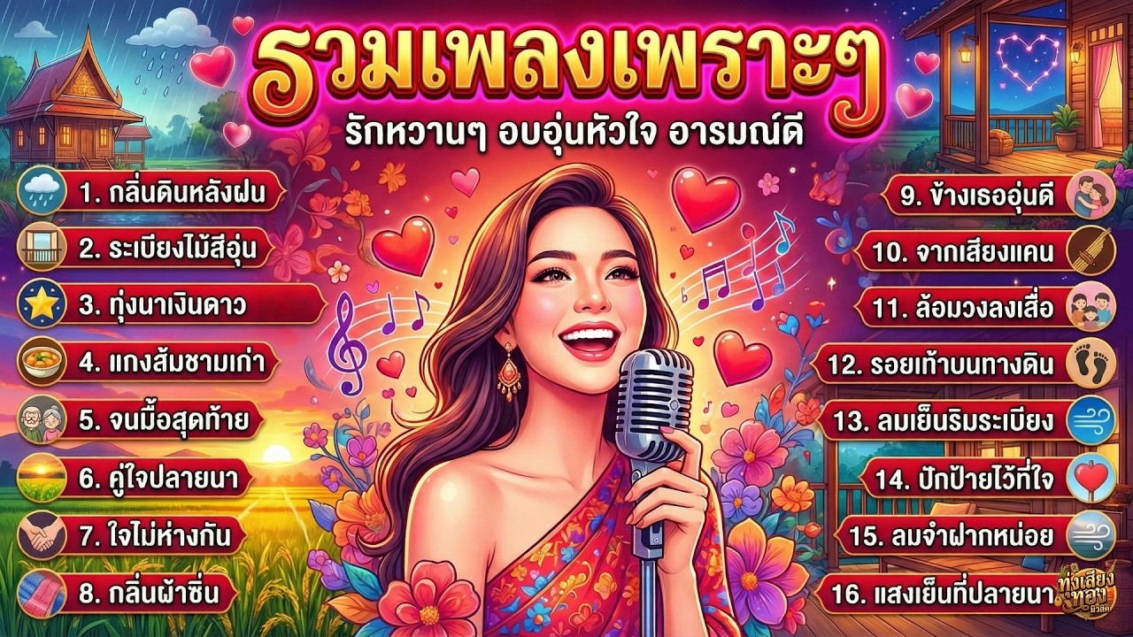 รวมเพลงเพราะๆ ลูกทุ่งรักหวาน ซึ้งกินใจ ฟังเพลินต่อเนื่องไม่มีสะดุด [2026]