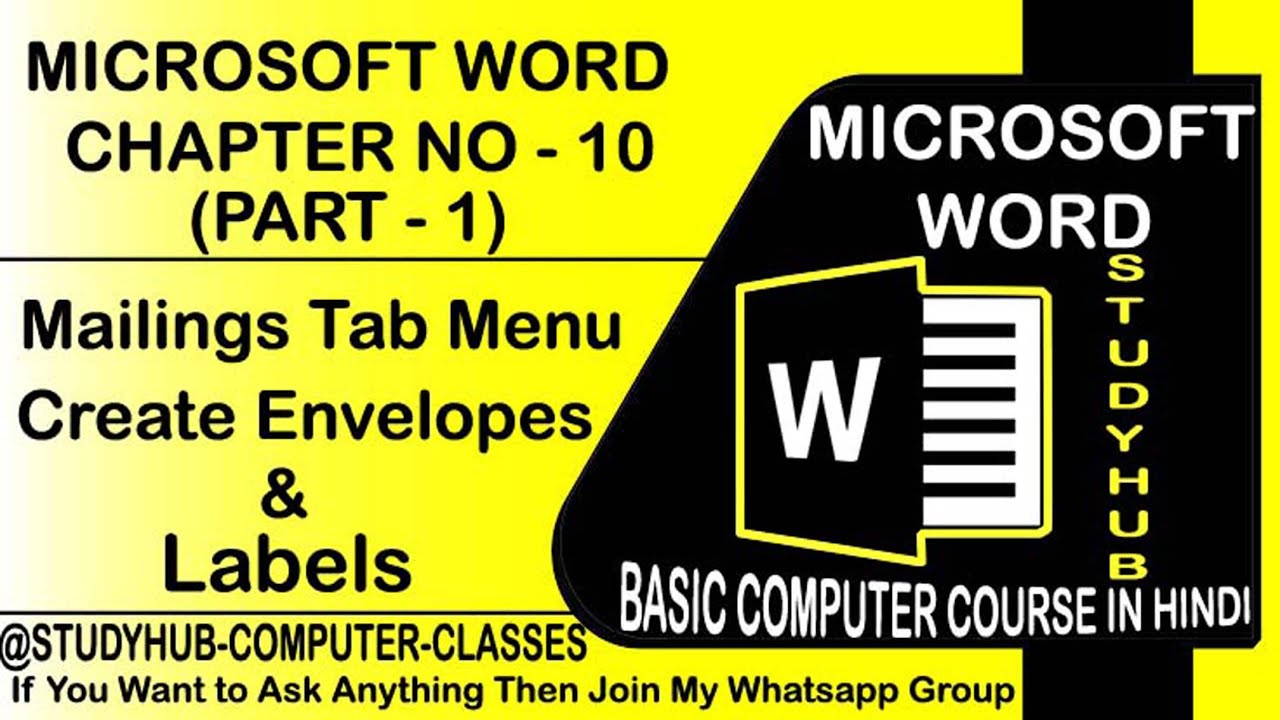 Ms Word Chapter Ms Word Chapter no - 10 (part - 1), Mailings tab menu..... #msoffice # ...