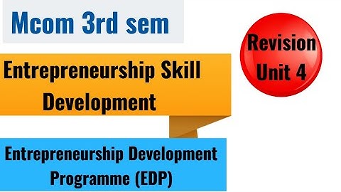 Entrepreneurship Skill Development for Mcom3rd /Bcom EDP!(Unit 4)