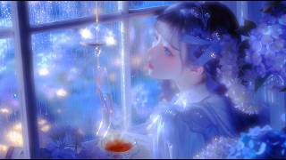 Summer Rain & Wind Chimes 💙 Ethereal Lofi Jazz for Reading, Tea Time & Relaxing | 4 Hours