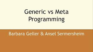 Generic vs Meta Programming