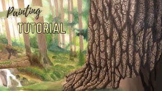 How to paint a detailed TREE BARK | Easy Tree Trunk Painting Tutorial