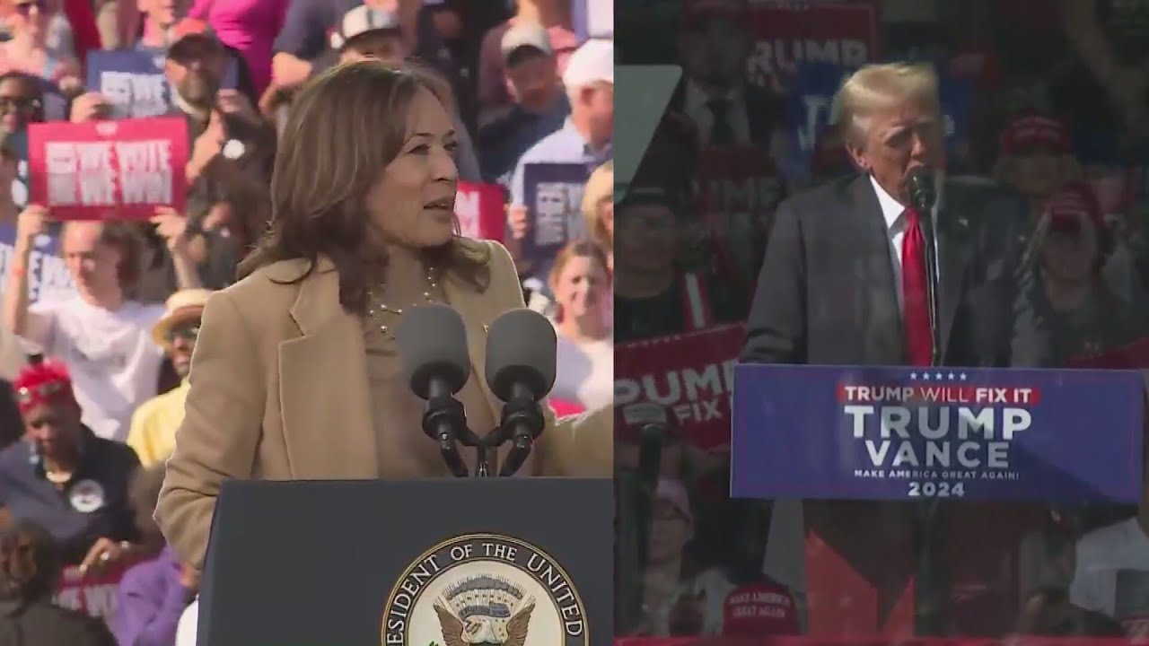 Trump, Harris campaign in southern battleground states - YouTube
