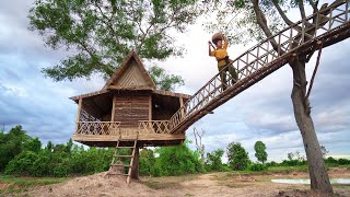 Building Villa Wooden Kitchen House And Bridge To Tree House