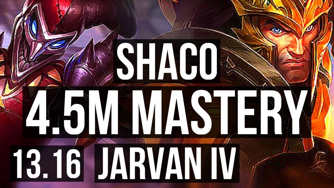 SHACO vs JARVAN IV (JNG) | 4.5M mastery, 8/1/8, 2100+ games, Dominating | EUW Grandmaster | 13.16