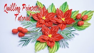 Quilling Poinsettia  Flower Tutorial , paper poinsettia | cómo hacer la flor poinsettia quilling