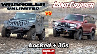 Jeep Wrangler Rubicon vs Land Cruiser 80 series  Offroad Comparison
