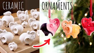 I Painted Ceramic Clay creating Christmas Ornaments | Ceramic Cute Art Ideas