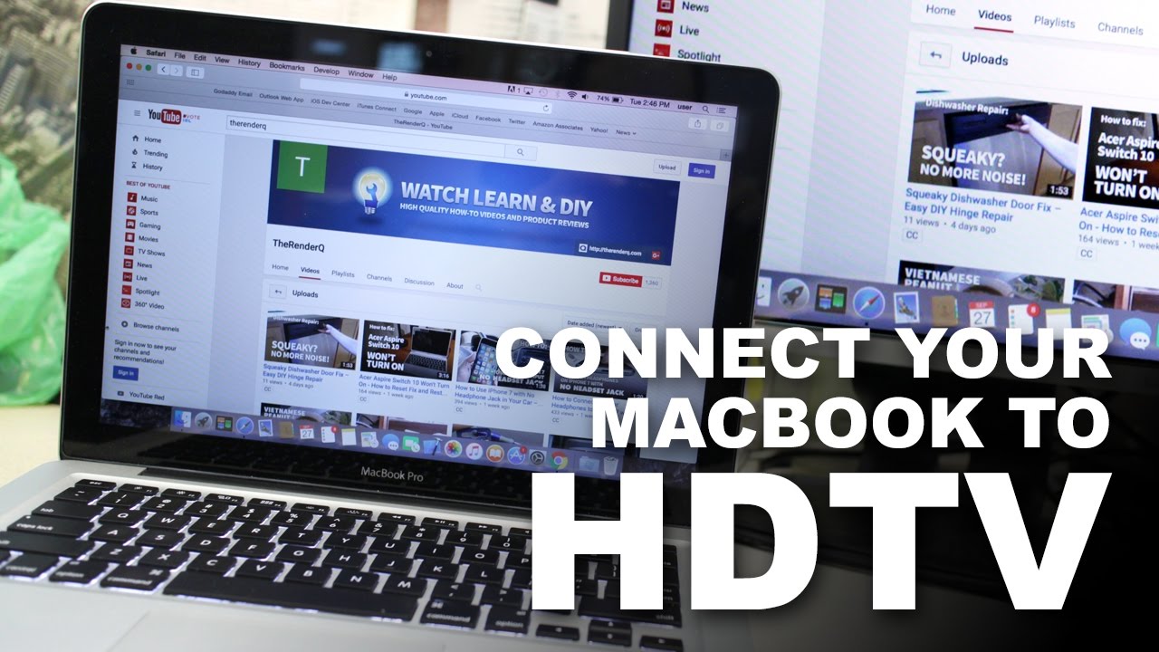 Connect the Mac to the TV with HDMI & Adapter