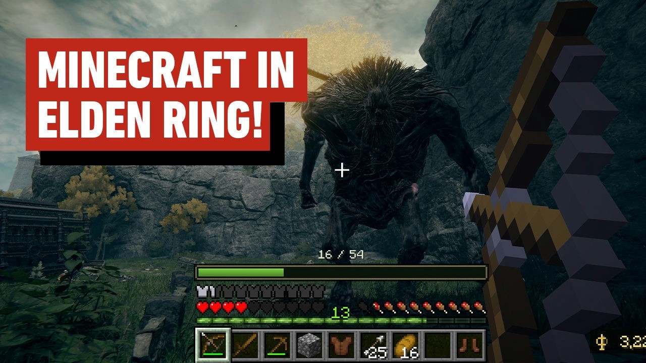 Fighting Elden Ring Bosses with a Minecraft Pickaxe (Eldencraft Mod)