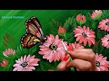 Beautiful flowers and a butterfly  acrylic painting tutorial