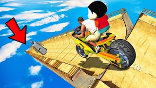 FRANKLIN AND SHINCHAN TRIED THE LONGEST IRON TUNNEL BIKE PARKOUR CHALLENGE GTA 5