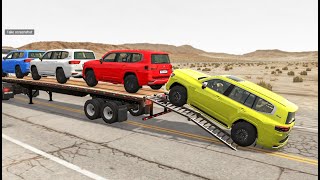 Toyota Cars vs Train | Truck Man Flatbed vs Train Beamng.drive 035 screenshot 2