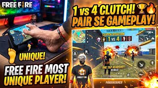 Free Fire Most Unique Player! 🦶 1vs4 Clutch (Pair Se Gameplay) #freefire #pairsegameplay #trending