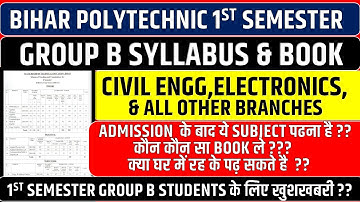 Bihar Polytechnic 1st Semester Syllabus For Group B || CIVIL || ELECTRONICS & ALL OTHER BRANCH SBTE