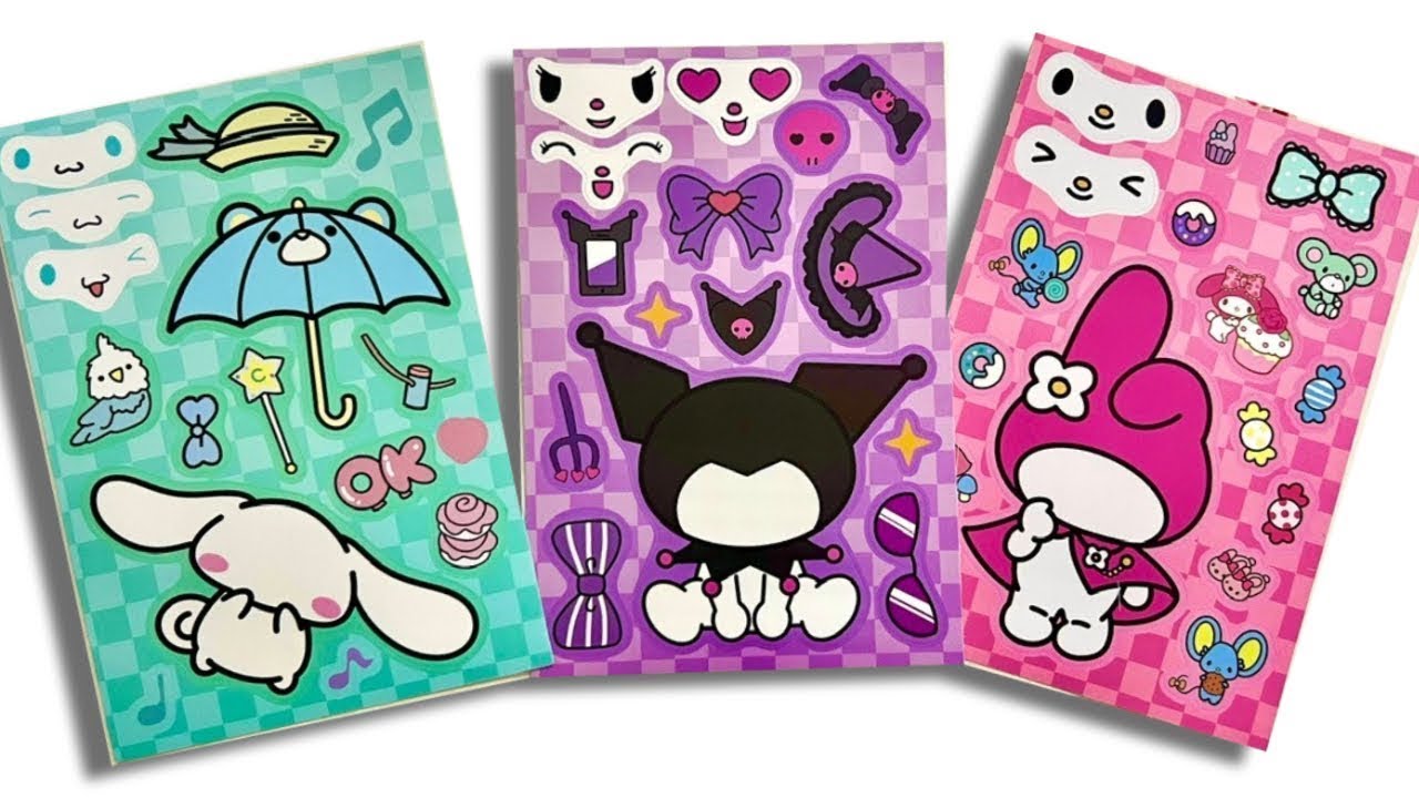 [ASRM Play] Decorate with Sticker Book Kuromi character #asmr - YouTube