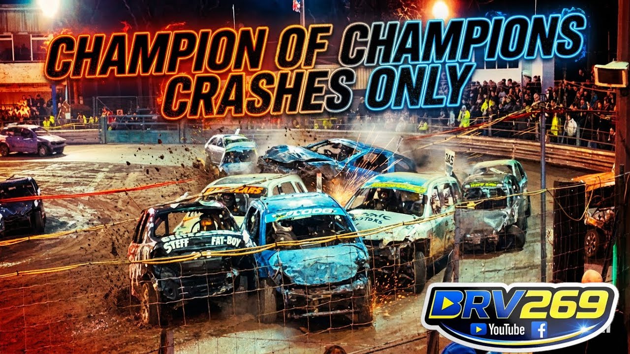 Champion of champions 1600 Bangers action crashes only Arlington Stadium 31/1/26