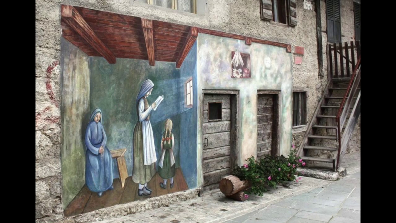 Letra da lontan - (murales di Cibiana di Cadore) - YouTube