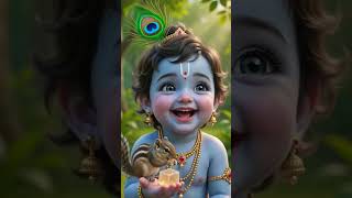 कान्हा और गिलहरी की दोस्ती ❣️😍 # #kanhaji #radhakrishna #love #cartoon #koshari #status #story