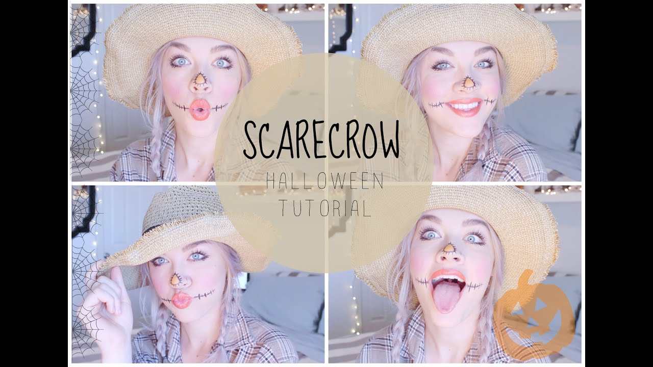 EASY HALLOWEEN MAKEUP TUTORIAL SCARECROW YouTube