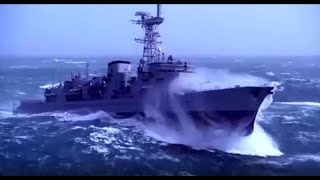 French Georges Leygues class Destroyer D 646 Latouche-Tréville battling huge waves.