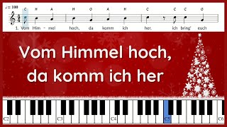 Video thumbnail of "Vom Himmel hoch, da komm ich her / Text und Noten / instrumental / Klavier"