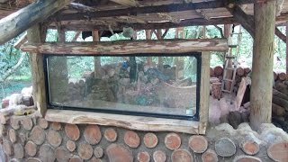 Off grid roundhouse build part 16, Oak window frames