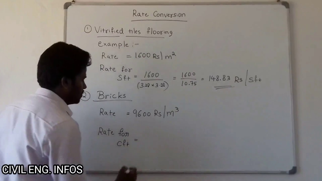 Rate conversion for tiles and bricks YouTube