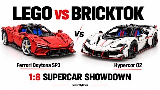 Lego vs what not! | Scale 1:8 | Part2: Ferrari SP3 vs BrickTok Hypercar 02 Ferrari SF90 Stradale