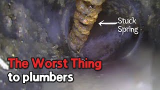 What&#39;s The WORST Thing that Could Happen to Plumbers? (Pulling out the stuck spring, Pt. 1)