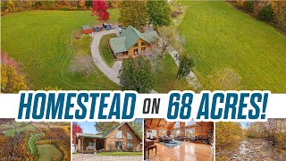Kentucky Homestead 68 Acres with Honest Abe Log Cabin Creek and Garage