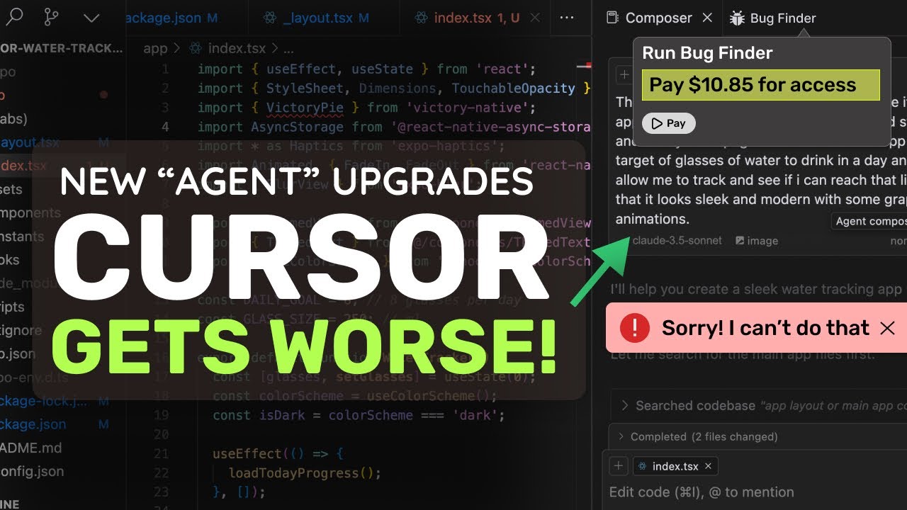 Outline Video Cursor's NEW *Agent* Composer: The WORST Coding AGENT that I HAVE EVER SEEN (Beats Cline & Cascade?)