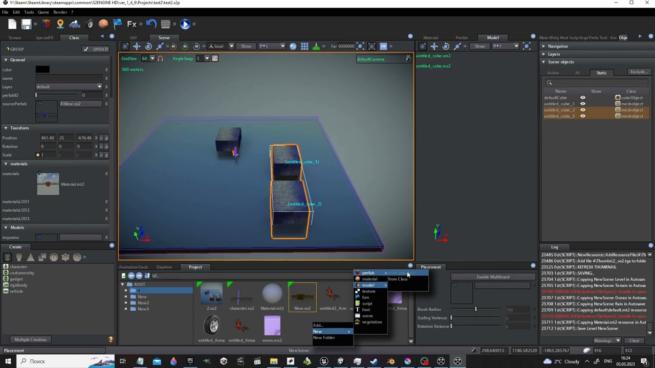 S2 Engine tutorial - How to attach  Prefabs, Rename and place it as 1 object