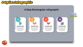 95.PowerPoint Design - 4 Step Rectangular Infographic | Free Download PPTX
