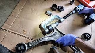 Oddly Satisfying Using Ball Joint Tool To Press In Bushing - How To Control Arm Repair Mechanic