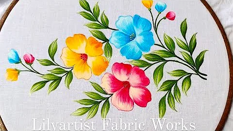 Multi colour beautiful flower painting/ flower painting for beginners @lilyartist fabric works
