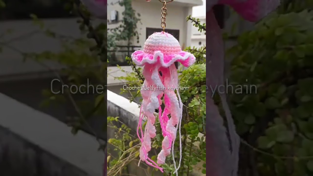 crochet mini rose bouquet keychain or jellyfish keychain 