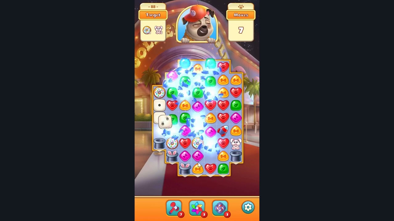 Super Pug Story Match 3 puzzle Level 88 - No Boosters Gameplay