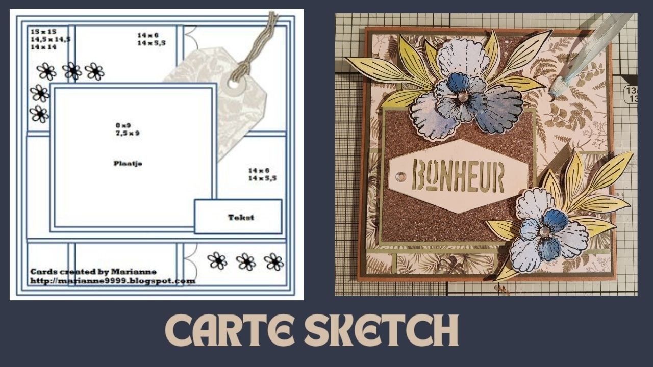 TUTO : Carte Bonheur Florale 🌸✨ | Scrapbooking à partir d’un Sketch