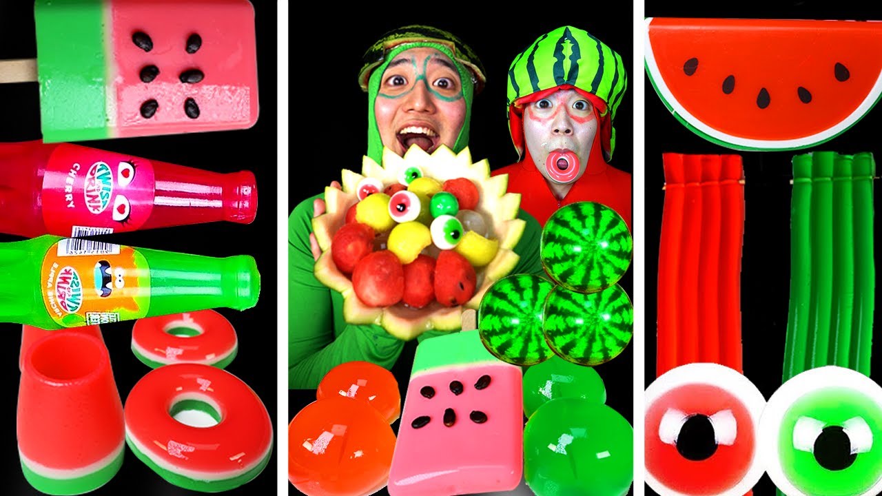 ASMR 🍉АРБУЗНЫЕ ДЕСЕРТЫ * МОРОЖЕНОЕ KYOHO JELLY KOHAKUTO DONUT JELLY NODLES EATING SOUNDS MUKBANG