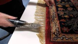 In this video we are cleaning the fringes of an oriental rug. have to
be sure not hot water so that as ruin color by manufacture...