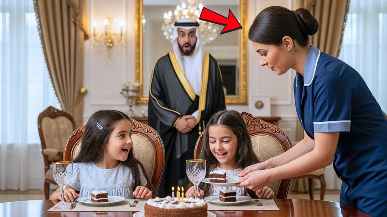 ARAP MILYARDER EVE ERKEN GELIR VE TEMIZLIKÇININ IKIZLERIN DOĞUM GÜNÜNÜ KUTLADIĞINI GÖRÜR, VE...